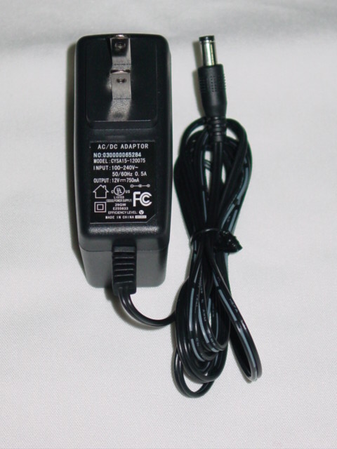 NEW CYSA15-120075 AC Adapter 030000065284 12V 750mA - Click Image to Close